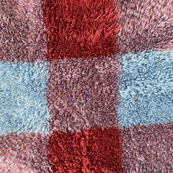 Eddie Bauer Blue and Burgundy Checked Plush Quarter Zip - Picture 6 of 8